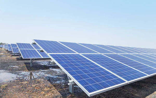 Paneles Solares Células Solares Fotovoltaica Central Solar Tecnología Producción Energía —  Fotos de Stock