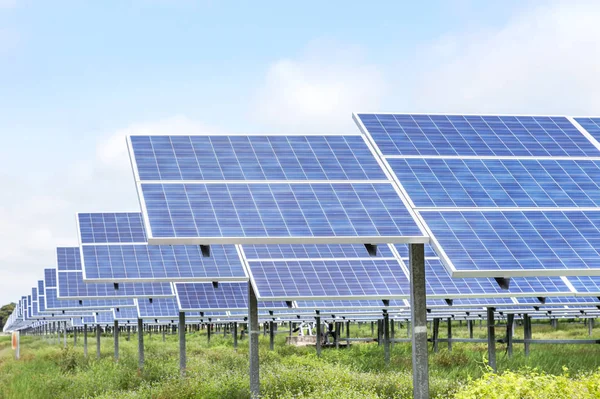 Close Reihen Reihe Von Solarzellen Oder Photovoltaik Solarkraftwerken Alternative Saubere — Stockfoto