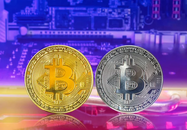 Bitcoin Pièce Argent Bitcoin Pièce Numérique Crypto Monnaie Concept Affaires — Photo