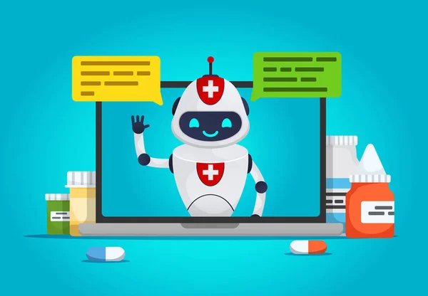 Chat bot. Docteur en ligne , — Image vectorielle