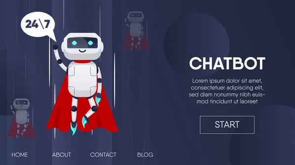 Superhelt Flyr Chatbots Forretningskonsept Chatbot Kunstig Intelligens Kundestøtte Hotline Med – stockvektor