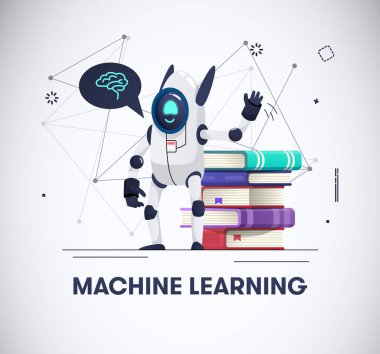 kitap yığını ile robot