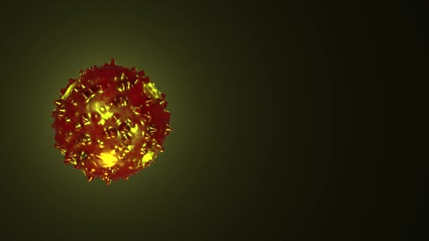 Animado Rotativo Esfera Cravada Vermelho Amarelo Vírus Abstrato — Vídeo de Stock