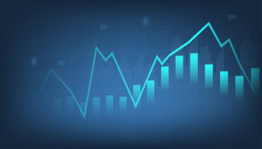 İş ve finansal dijital grafik. Borsa ve ticaret geçmişi. Vektör illüstrasyon tasarımı.