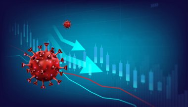 İş ve finansal dijital grafik. Borsa ve ticaret Coronavirus veya covid etki arka planı.