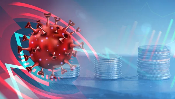 Business and financial digital graph. Stock market and trading Coronavirus or covid impact background. 3D illustration.