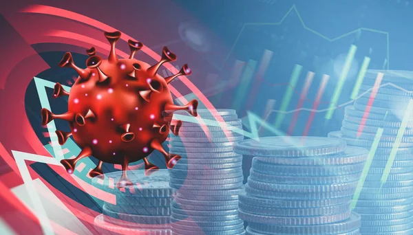 Grafik Digital Bisnis Dan Keuangan Pasar Saham Dan Perdagangan Coronavirus — Stok Foto