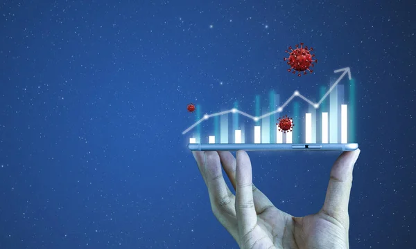 İş ve finansal dijital grafik. Borsa ve ticaret Coronavirus veya covid etki kavramı.