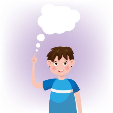 Çocuk ya da küçük çocuk düşünüyor. Vektör illüstrasyon tasarımı.