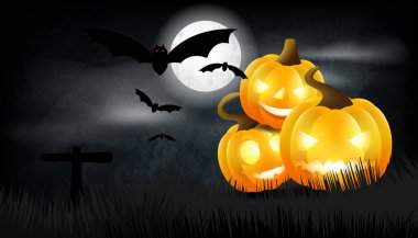 Cadılar Bayramı balkabağı arka planda. Vektör illüstrasyon tasarımı.