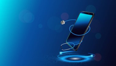 Kalp bakımı ve tıbbi teknoloji konsepti. Vektör illüstrasyon tasarımı.