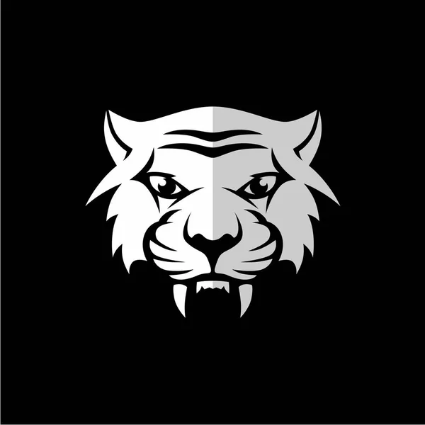 Logo Aziendale Tigre Intimidatorio Bianco Sfondo Nero Vettore Illustrazione — Vettoriale Stock