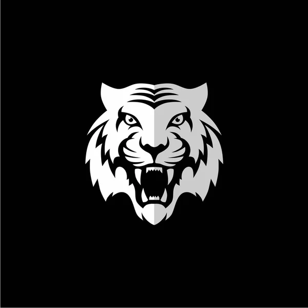 Logo Entreprise Tigre Intimidant Blanc Sur Fond Noir Vecteur Illustration — Image vectorielle
