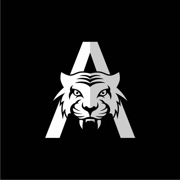 Tigre Avec Lettre Logo Entreprise Sur Fond Noir Vecteur Illustration — Image vectorielle