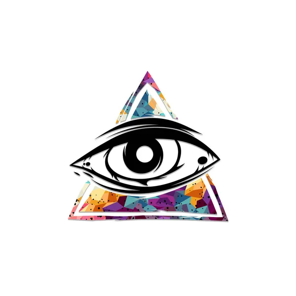 All Seeing Eye Logo Geïsoleerd Een Witte Achtergrond Vector Illustratie — Stockvector