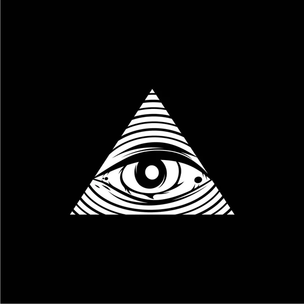 All Seeing Eye Icon Black Background Vector Illustration — Stock Vector