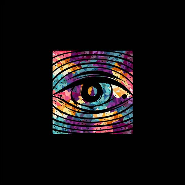 All Seeing Eye Logo Black Background Vector Illustration — Stock Vector