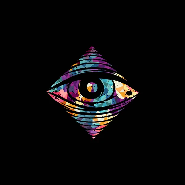 All Seeing Eye Logo Black Background Vector Illustration — Stock Vector