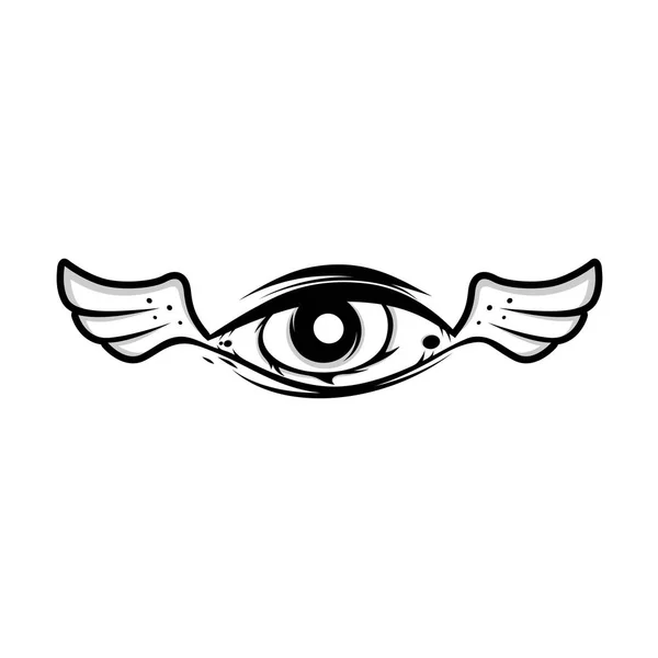 Occhio Con Logo Alare Isolato Sfondo Bianco Vettore Illustrazione — Vettoriale Stock
