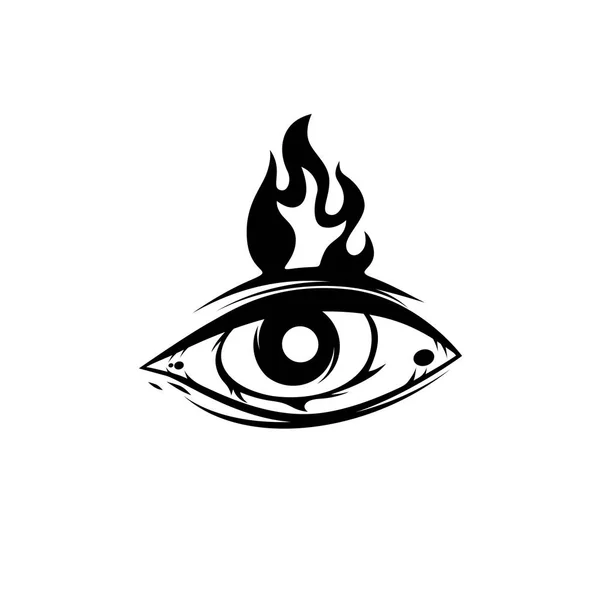 Alles Sehende Auge Mit Flammenlogo Isoliert Auf Weißem Hintergrund Vektor — Stockvektor