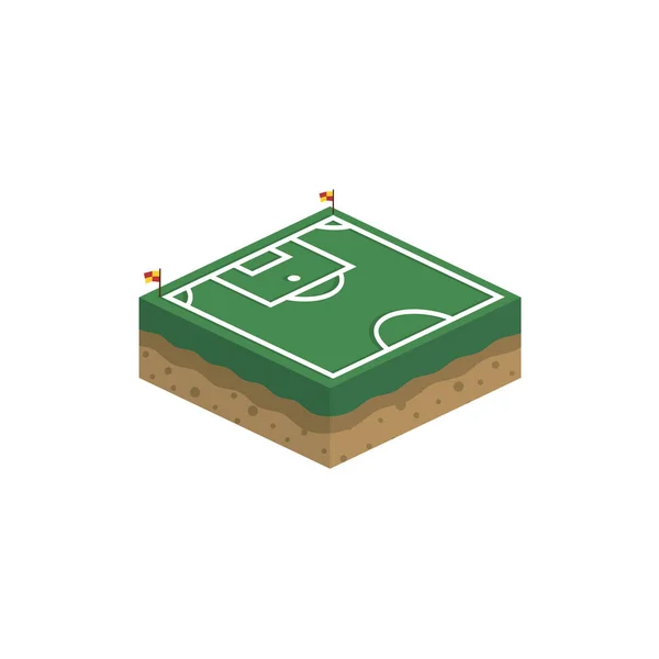 Caja Cuadrada Isométrica Campo Fútbol Icono Aislado Sobre Fondo Blanco — Archivo Imágenes Vectoriales