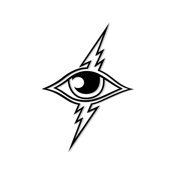 Monochrome Eye Lightning Icon Isolated White Background Vector Illustration — Stock Vector