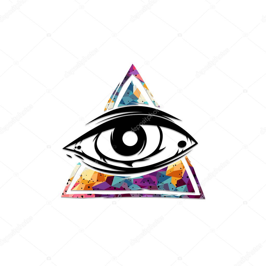 all seeing eye logo isolated on white background, vector, illustration