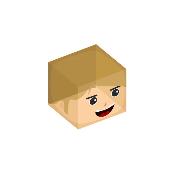 Cube Box Transparent Isometric Cartoon Character — Stock Vector