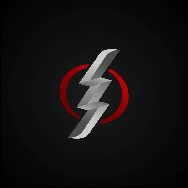 Lightning Sign Red Black Background — Stock Vector