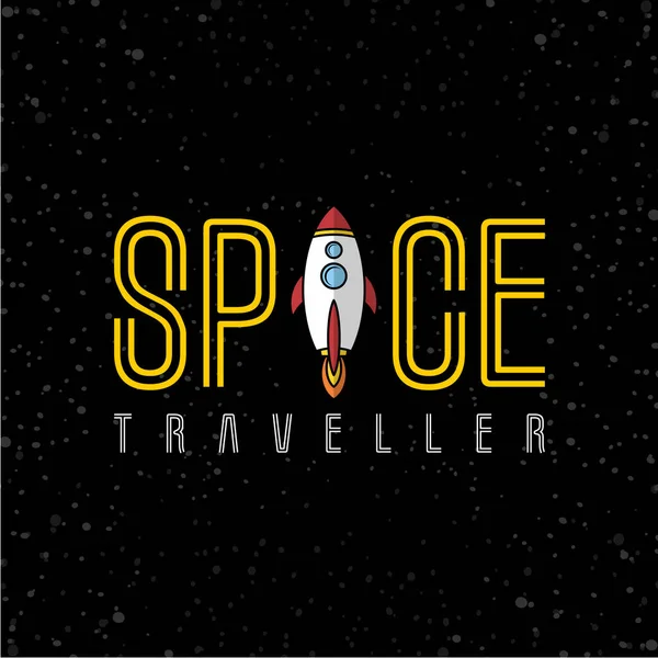 Space Ship Rocket Explorer Black Background — Stock Vector