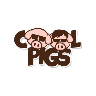 Beyaz arka plan üzerinde izole komik domuz başları