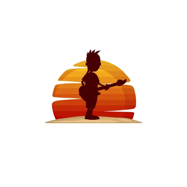 Gitarist Silhouet Thema Vector Art — Stockvector