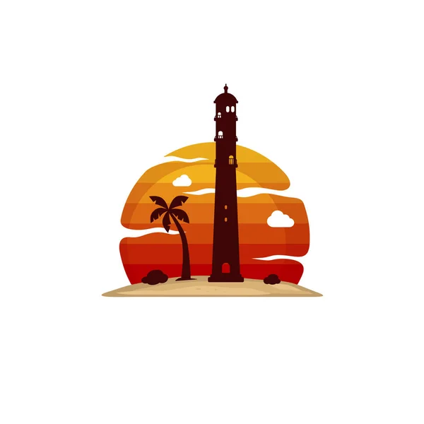 Маяк Пляже Острова — стоковый вектор