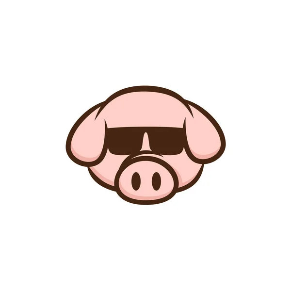Funny Pig Head Isolated White Background — Stock Vector