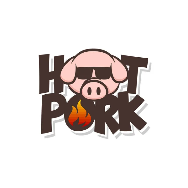Funny Pig Head Isolated White Background — Stock Vector
