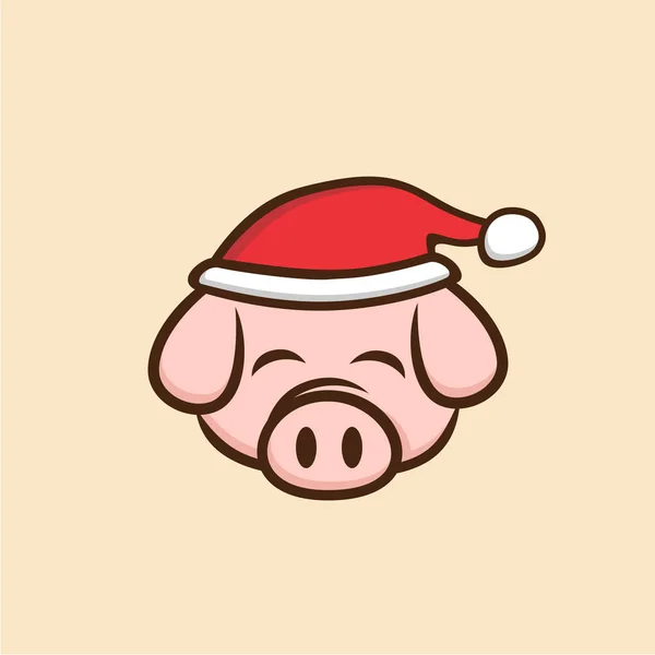 Divertida Cabeza Cerdo Sombrero Santas Aislado Sobre Fondo Blanco — Vector de stock