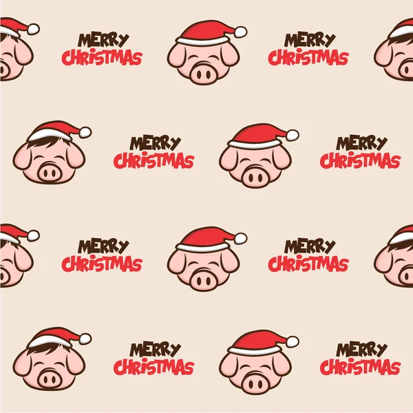 Colorful Seamless Christmas Pigs Textured Pattern — Stock Vector