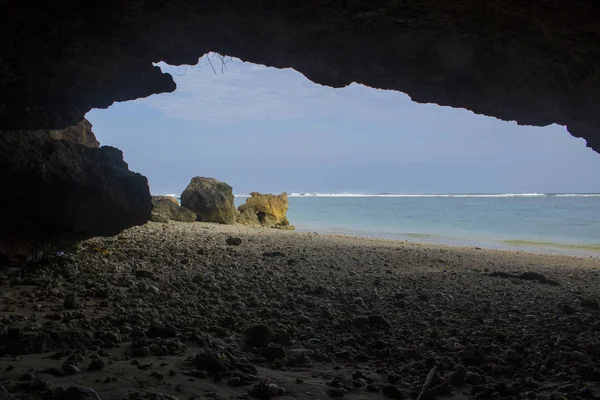 Вид Тропічний Пляж Печери Літній Відпочинок — стокове фото