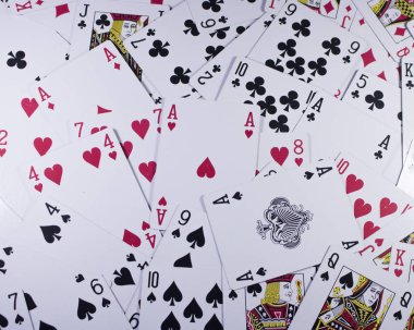Düzenlenmiş poker kartları tam çerçeve arka plan olarak