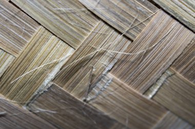 Eski bambu örgü paspas doku kapatmak yukarıya tek odak fotoğraf