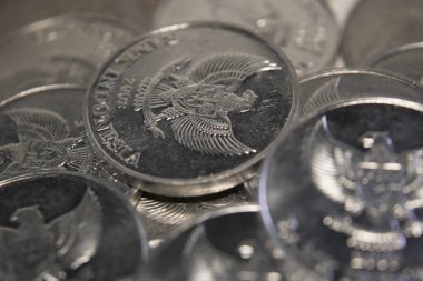 Rupiah para yığını makroyu kapatın parayı