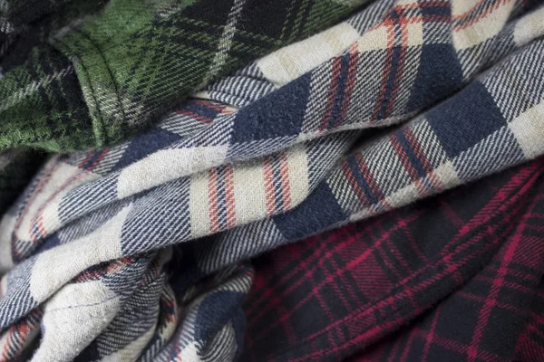 Rutig Flanell Tyg Trasa Tartan Plagget Textil — Stockfoto