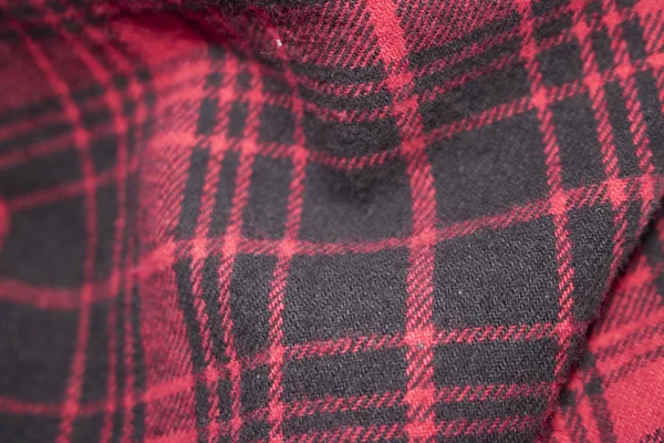 Röd Rutig Flanell Tyg Trasa Tartan Plagget Textil — Stockfoto