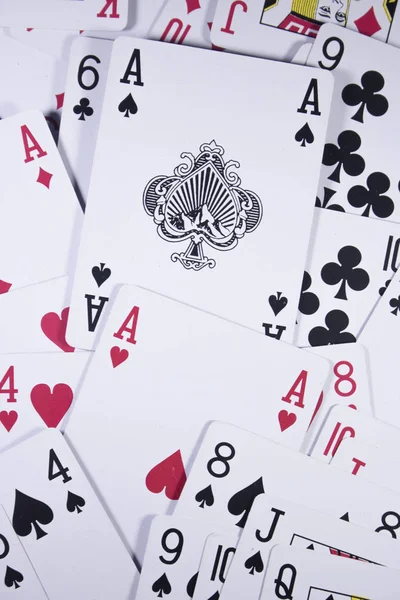 full frame of arranged poker cards as background