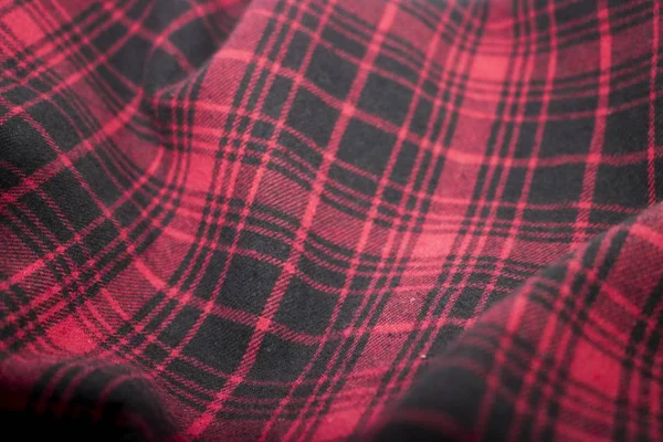 Röd Rutig Flanell Tyg Trasa Tartan Plagget Textil — Stockfoto