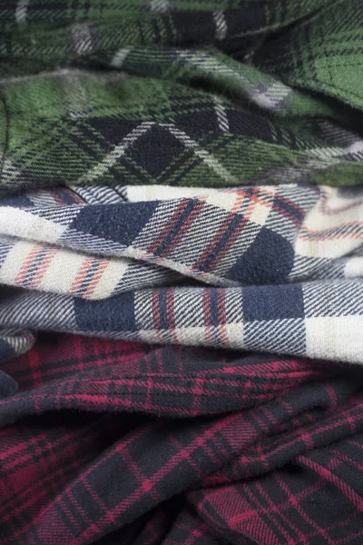 Rutig Flanell Tyg Trasa Tartan Plagget Textil — Stockfoto