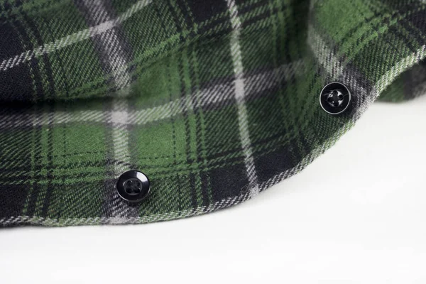 Grön Rutig Flanell Tyg Trasa Tartan Plagget Textil — Stockfoto