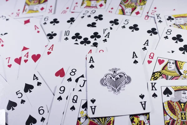 full frame of arranged poker cards as background