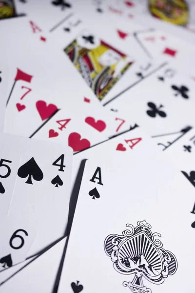 Πλήρες Πλαίσιο Των Καρτών Πόκερ Τοποθετημένα Φόντο — Φωτογραφία Αρχείου