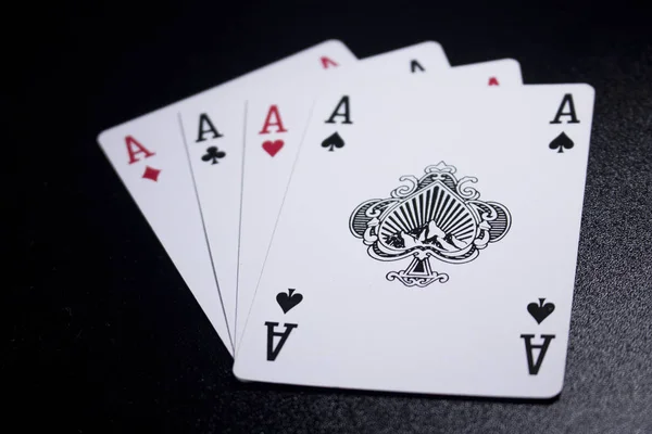 Asso Quattro Una Carta Poker Tipo Sfondo Nero Scuro — Foto Stock